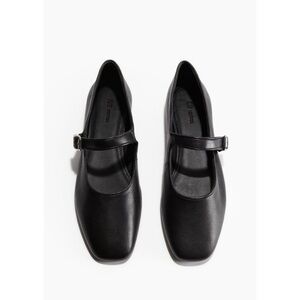 H&M Mary Jane Ballet Flats in Black Leather Size 7